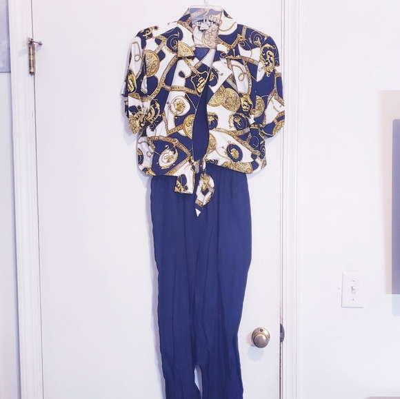 Navy Jumpsuit With Jacket - Picture 3 of 7